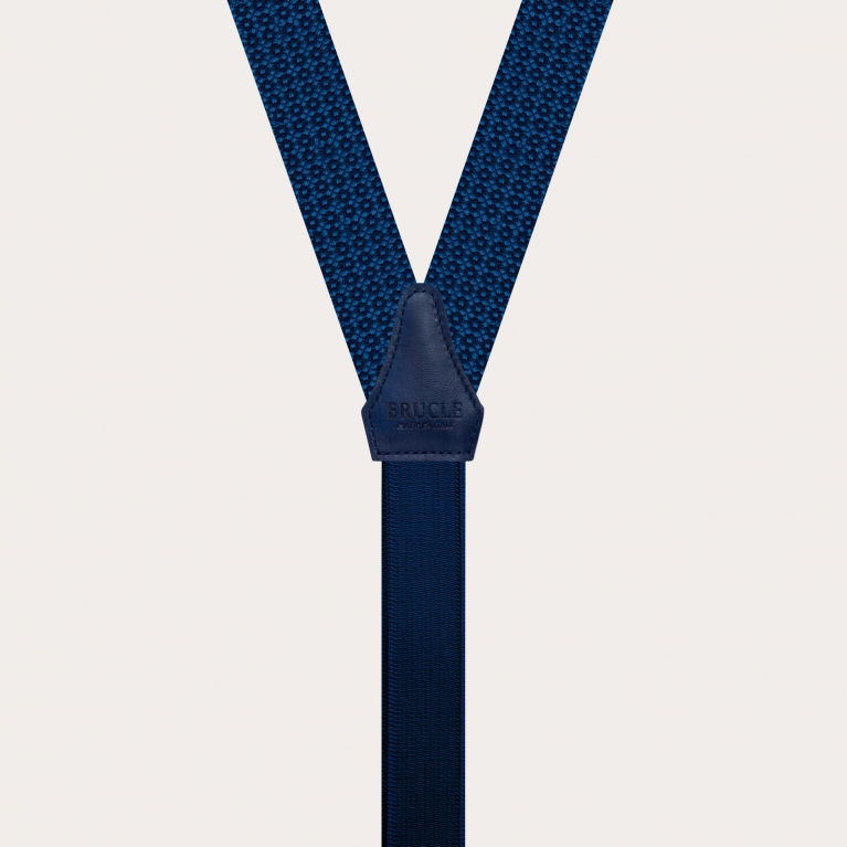 Herren-Hosenträger schmale aus Jacquard-Seide, Blumenmuster blau