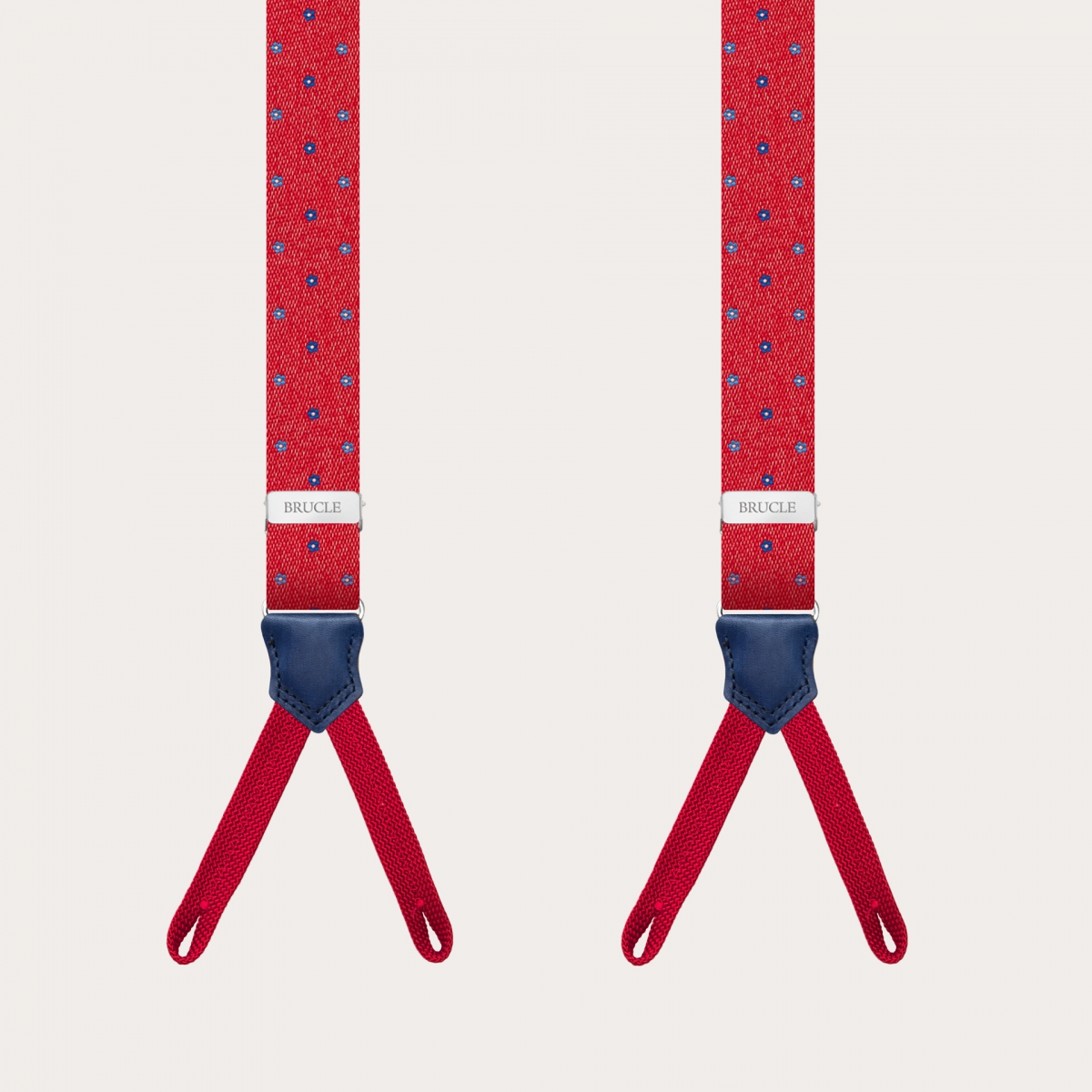 Bretelles fines à tresses pour boutons, rouge à motif fleurs