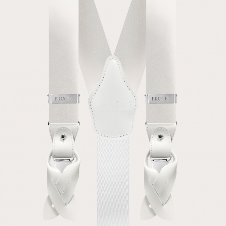 White suspenders in silk satin