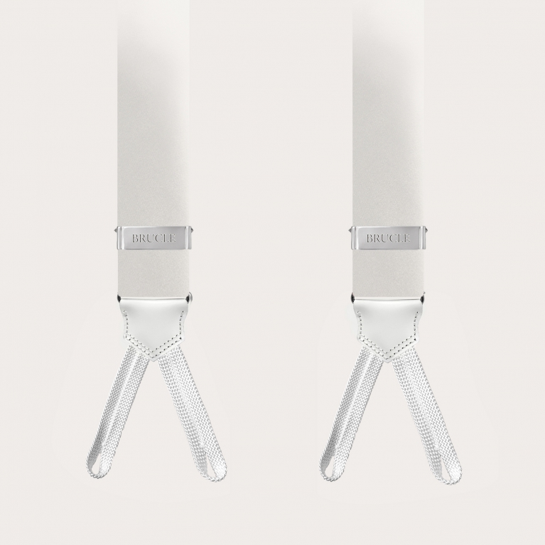 Formal Y-shape suspenders with braid runners, white