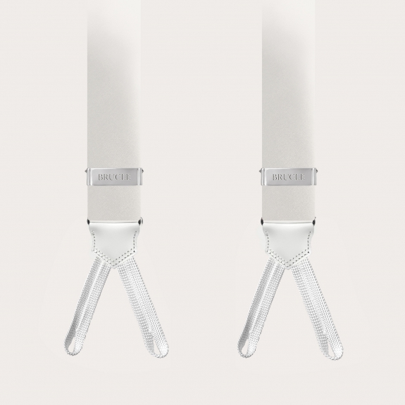 Bretelles larges à tresses pour boutons, blanche