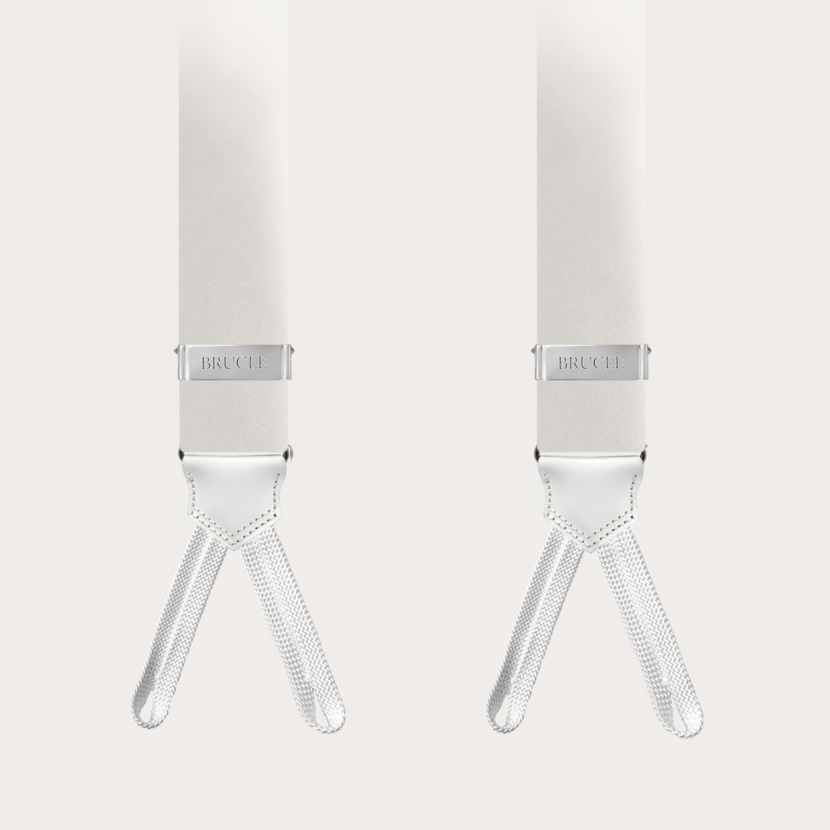 Hosenträger zum knöpfen, Weiß seide