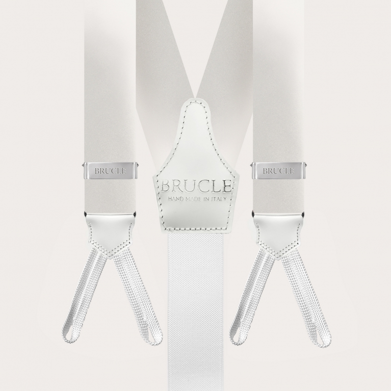 Formal Y-shape suspenders with braid runners, white