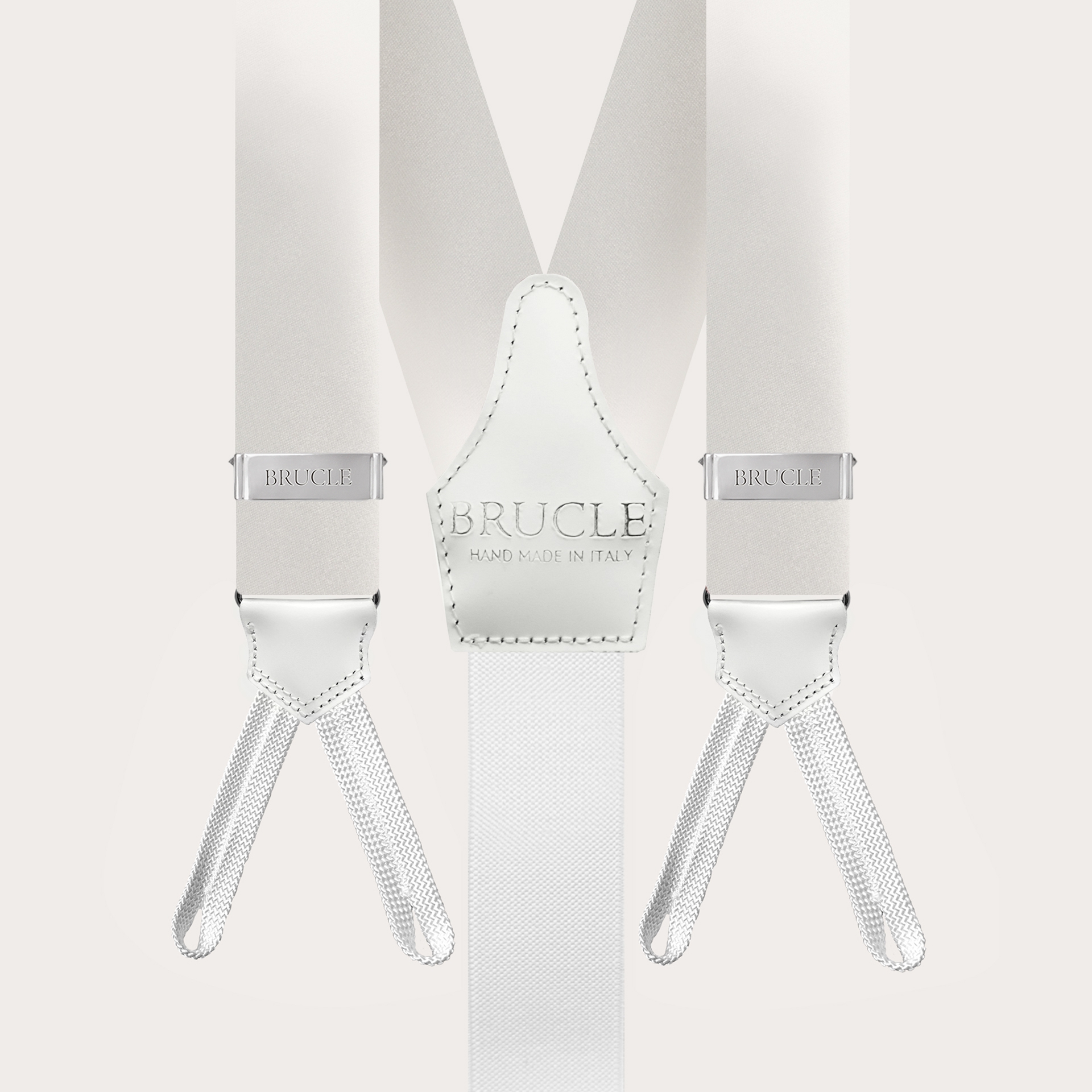 Bretelles larges à tresses pour boutons, blanche