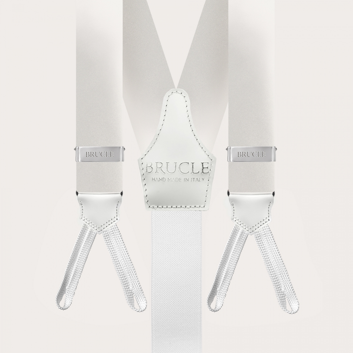 Hosenträger zum knöpfen, Weiß seide
