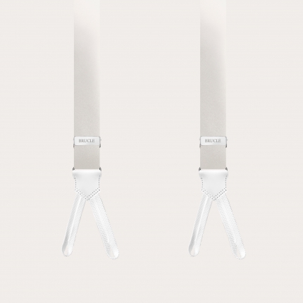 Formal skinny Y-shape suspenders with braid runners, white