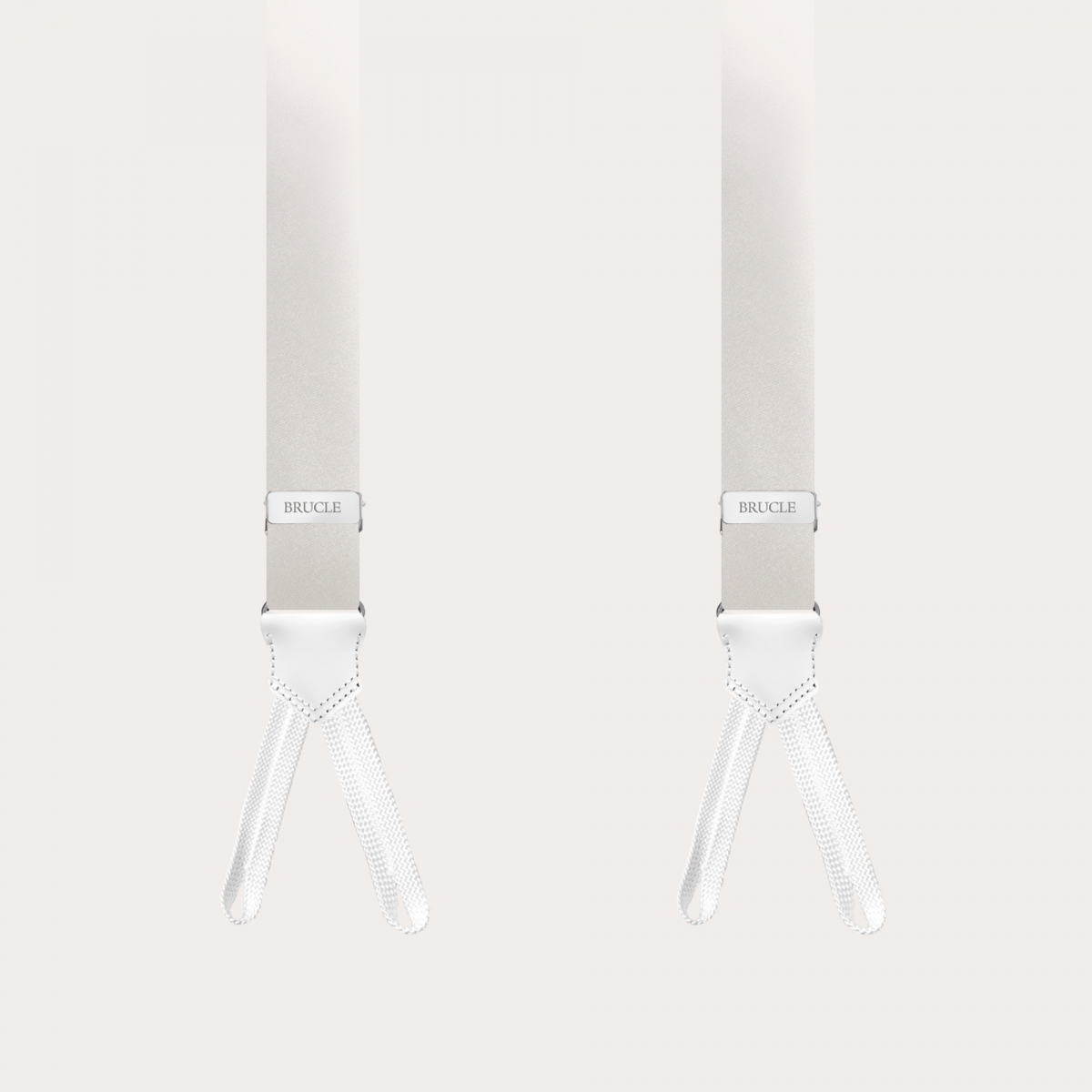 Bretelle strette bianche in seta con asole