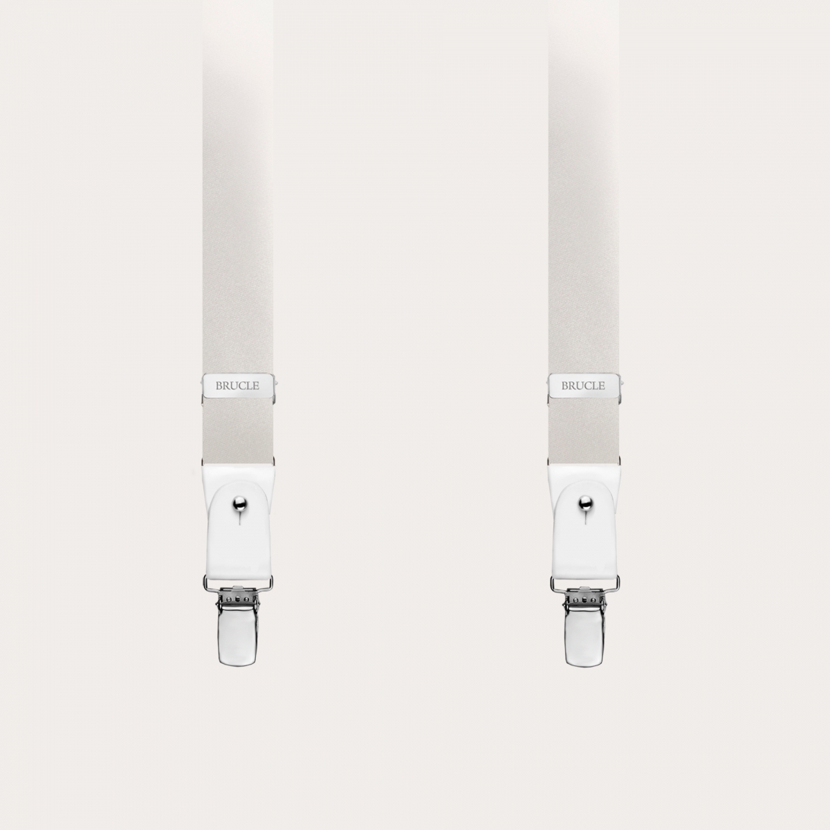 BRUCLE Bretelles fines en soie, ivoire avec micro-motif bleu