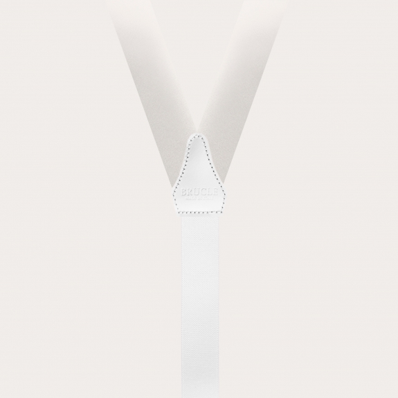 BRUCLE Bretelles fines en soie, ivoire avec micro-motif bleu