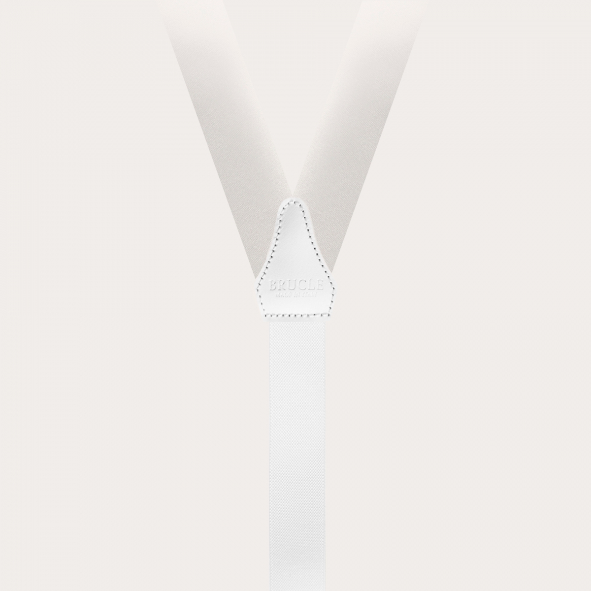 BRUCLE Schmale Hosenträger aus Seide, Elfenbein mit blauem Mikromuster