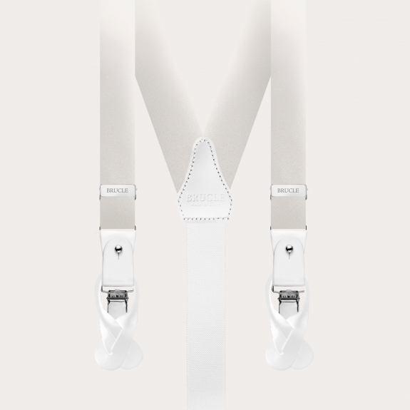 BRUCLE Tirantes estrechos de seda marfil con microestampado azul