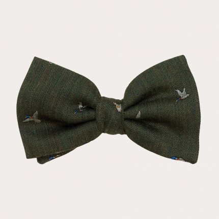 Wool Pre-tied Bow tie, green duck