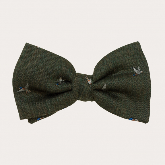 brucle wool Silk Pre-tied Bow tie, grey