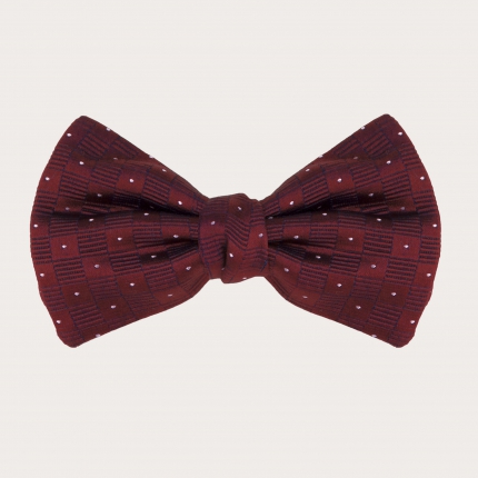 Refined bow tie in jacquard silk, burgundy tone on tone