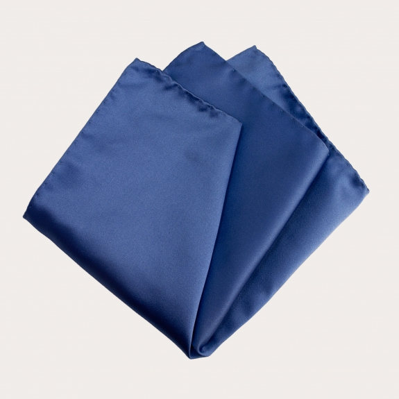 Pañuelo de bolsillo para ceremonia en seda azul con lunares blancos