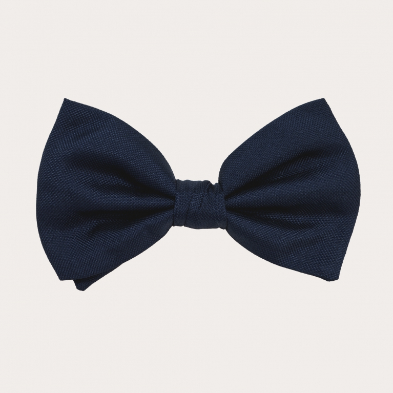 Elegant navy blue silk jacquard bow tie