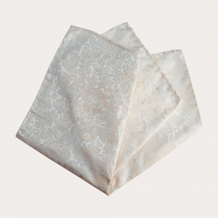 Wedding pocket square in refined white jacquard silk