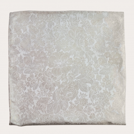 Wedding pocket square in refined white jacquard silk