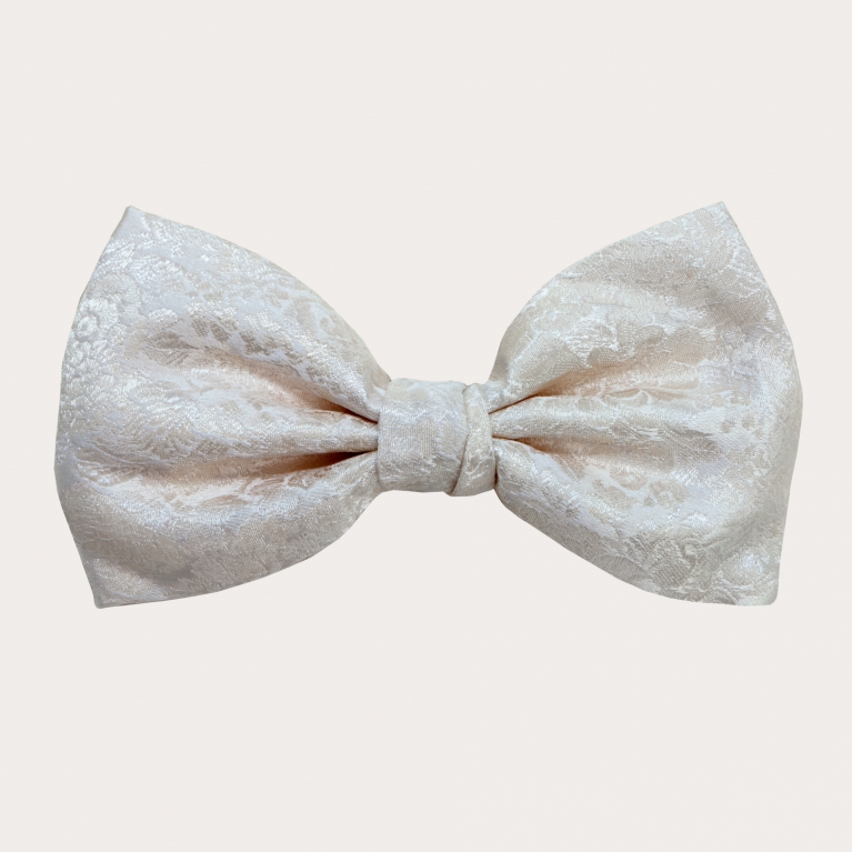 Wedding bow tie in refined white jacquard silk