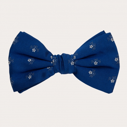 Jacquard silk bow tie blue royal with floral pattern