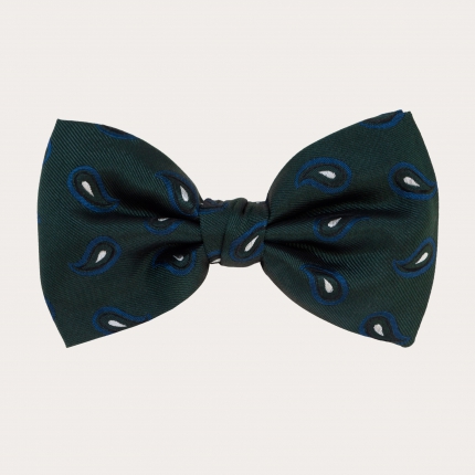 Original silk bow tie with paisley pattern, green