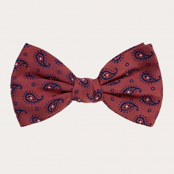 bow tie silk paisley red and blue