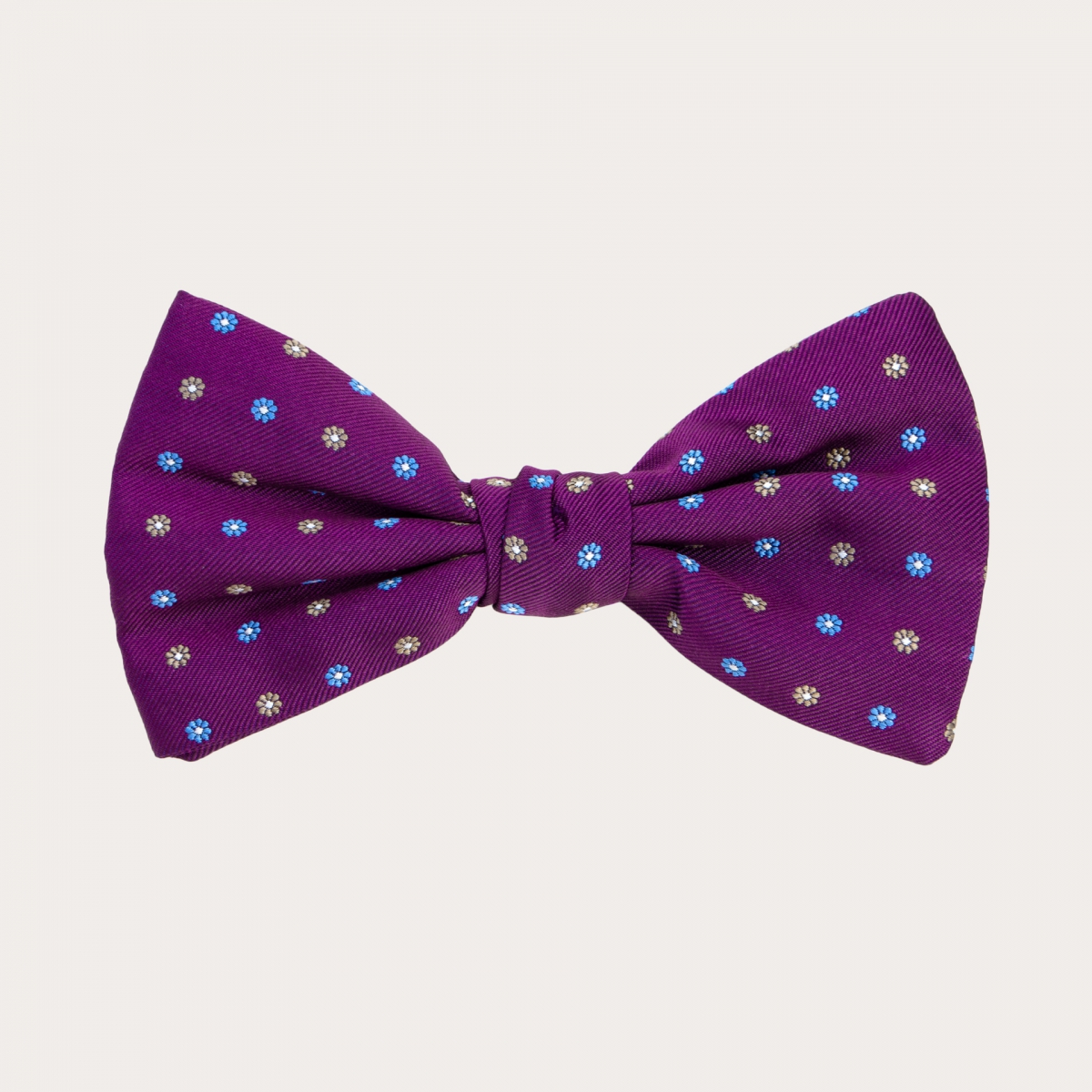 BRUCLE Purple bow tie with blue and yellow flowers pattern