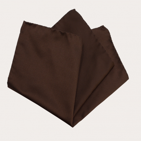 Mouchoir de poche exclusif en soie marron foncé