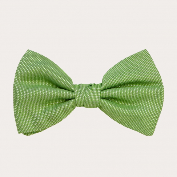 Refined bow tie in light green jacquard silk