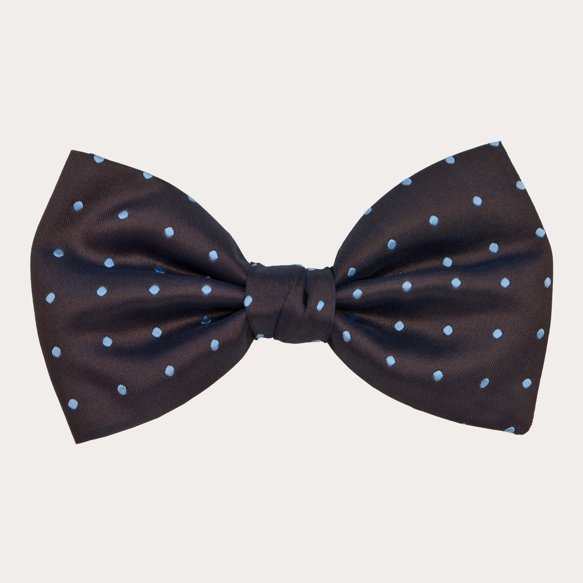BRUCLE Elegant brown bow tie with light blue dotted pattern