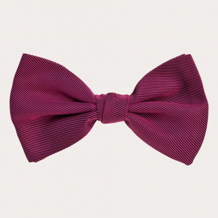 Elegant bow tie in fuchsia jacquard silk