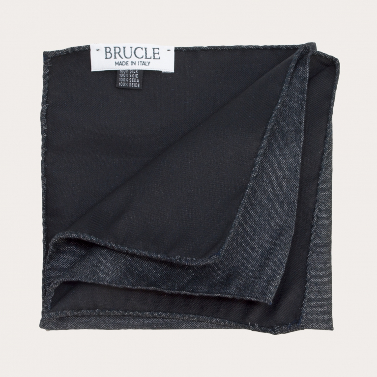 Pocket square in dark gray melange silk