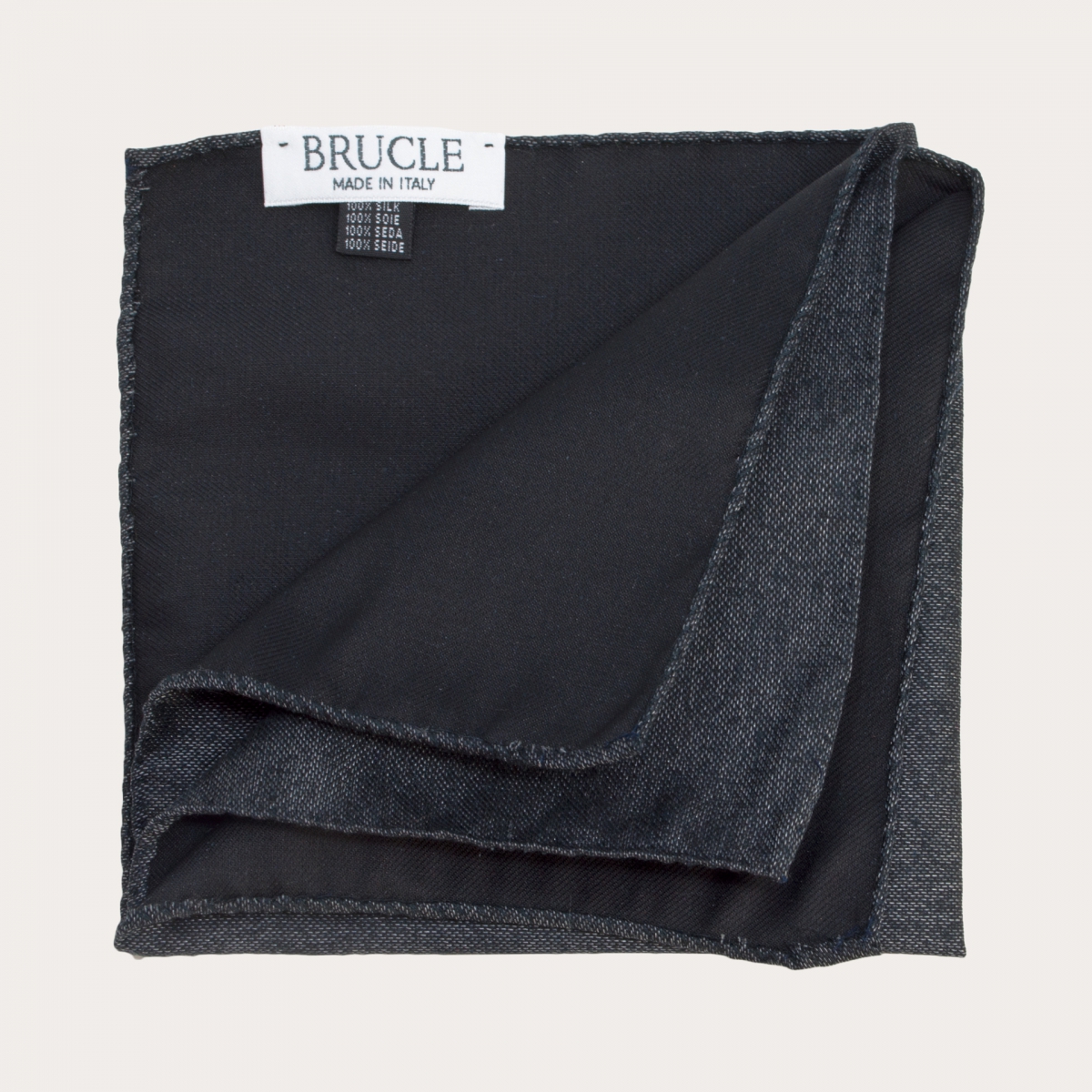 BRUCLE Pocket square in dark gray melange silk