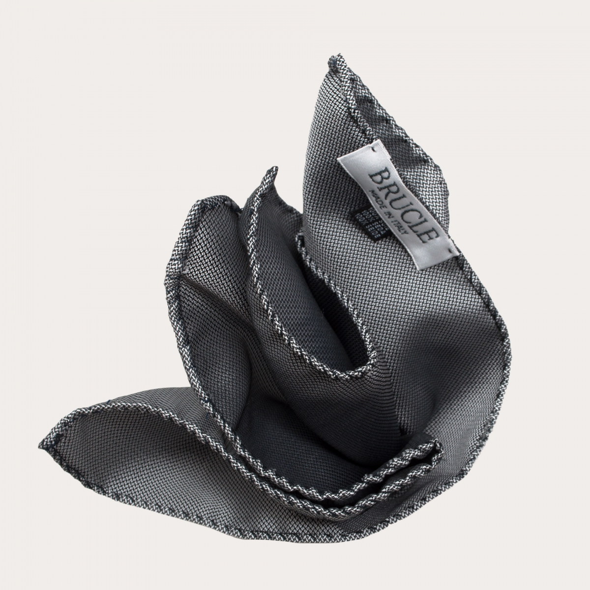 Elegantes Herren-Einstecktuch aus Jacquard-Seide mit schwarz-weißem Mikromuster