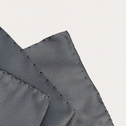 Élégante pochette de costume pour homme en soie jacquard à micro-motif noir et blanc
