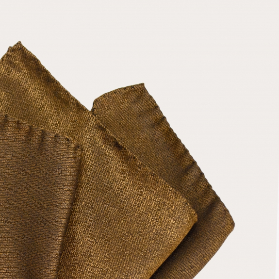 Elegant men's pocket square in iridescent gold jacquard silk