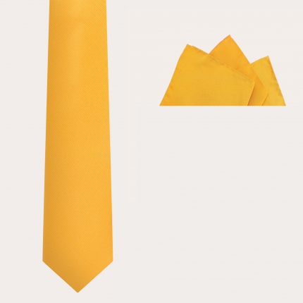 Conjunto de ceremonia corbata y pañuelo de bolsillo, amarillo