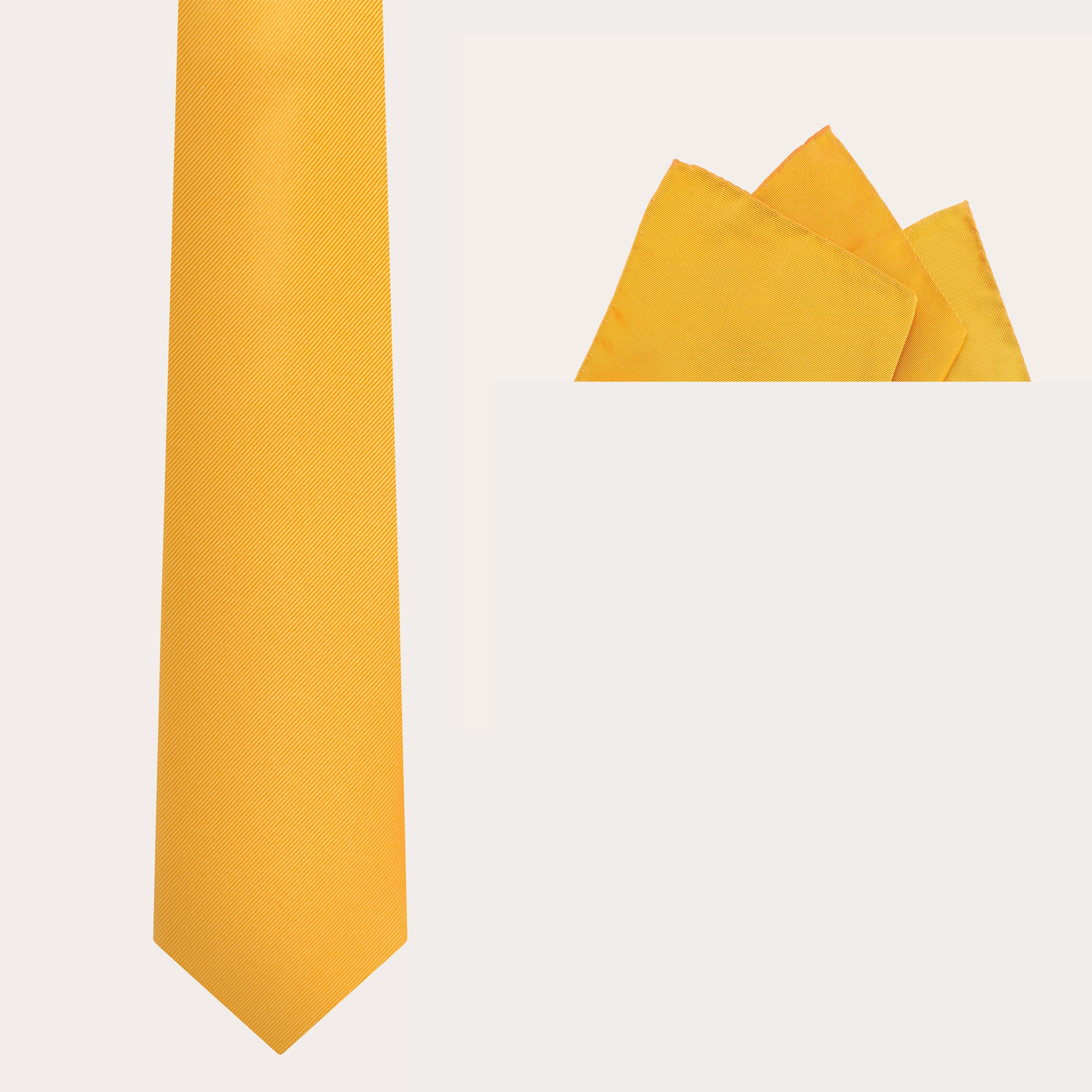 BRUCLE Ensemble de cérémonie cravate et pochette, jaune
