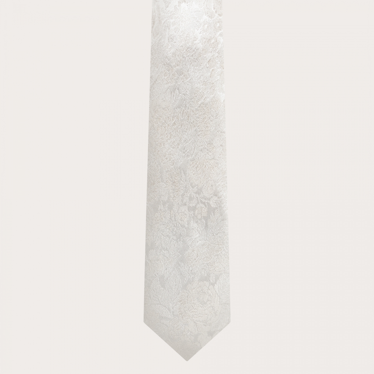 Conjunto de novia corbata y pañuelo de bolsillo en fina seda jacquard blanca