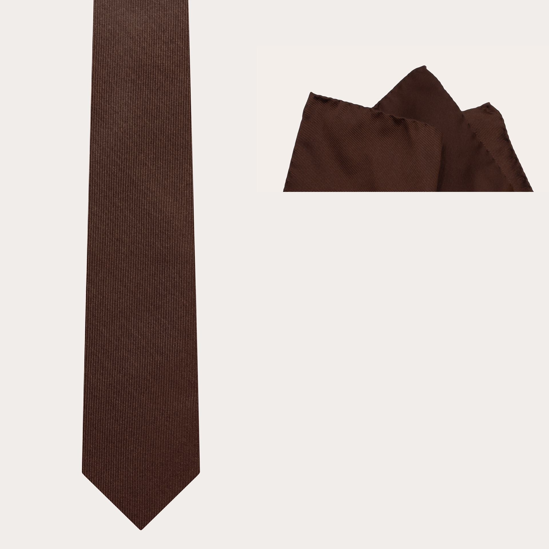 BRUCLE Conjunto de corbata y pañuelo de bolsillo marron