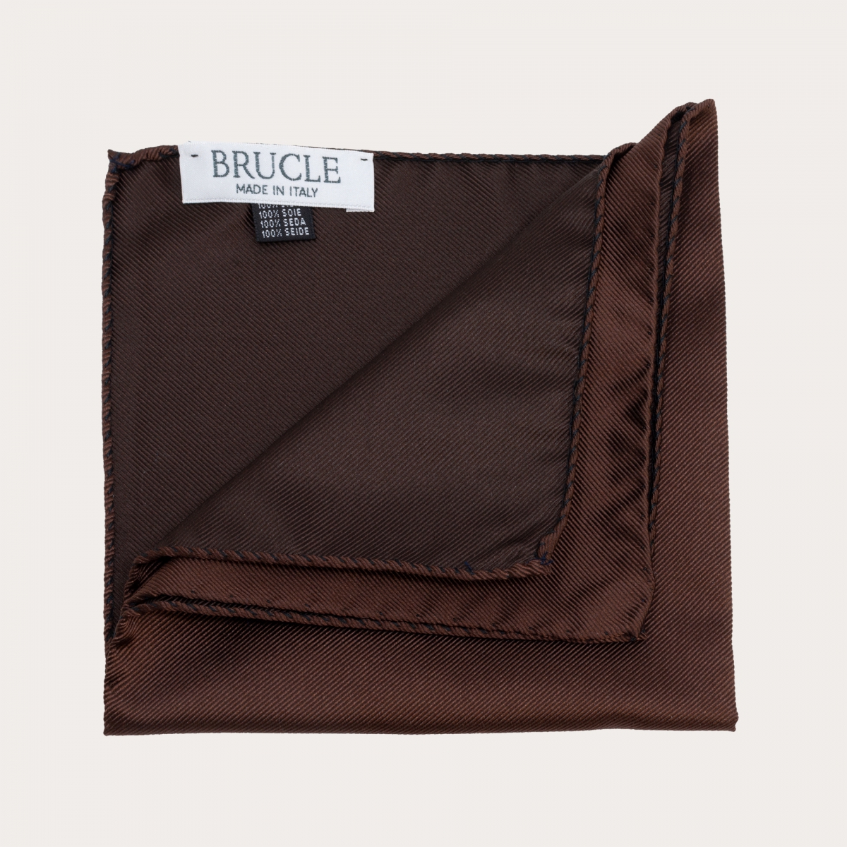 BRUCLE Ensemble cravate et pochette couleur marron
