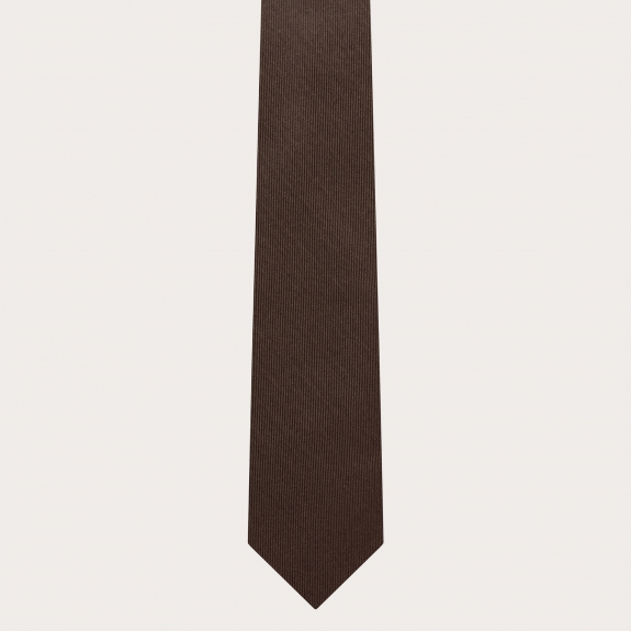 BRUCLE Schillerndes Set aus braunfarbener Krawatte und Einstecktuch