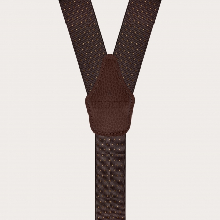 Tirantes elásticos en forma de Y con clip oro, punteado marrón oscuro y dorado
