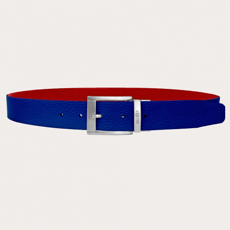 Ceinture réversible bleu roi et rouge