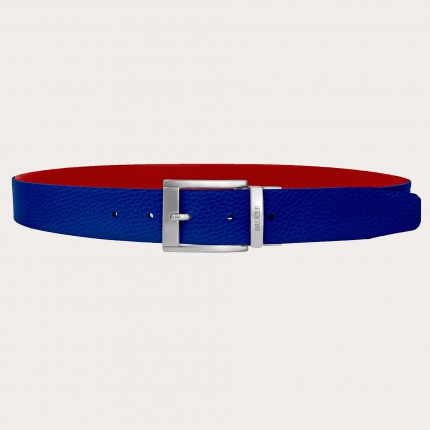 Reversible royal blue and red belt