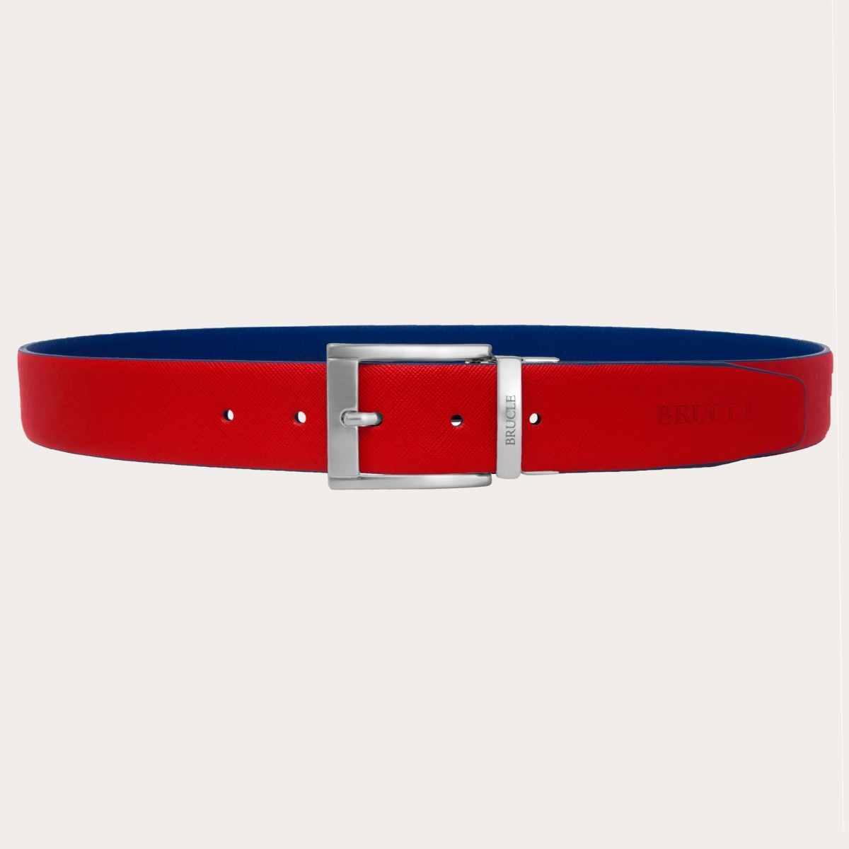 BRUCLE Cinturón reversible azul royal y rojo