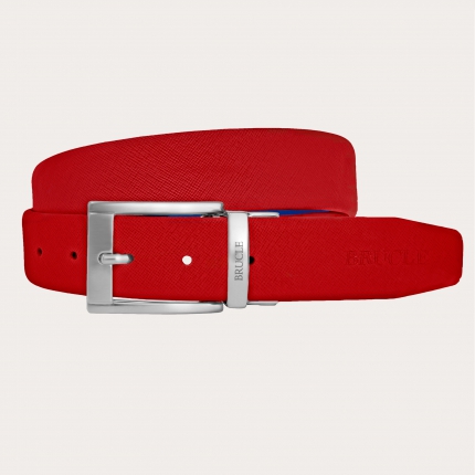 Reversible royal blue and red belt