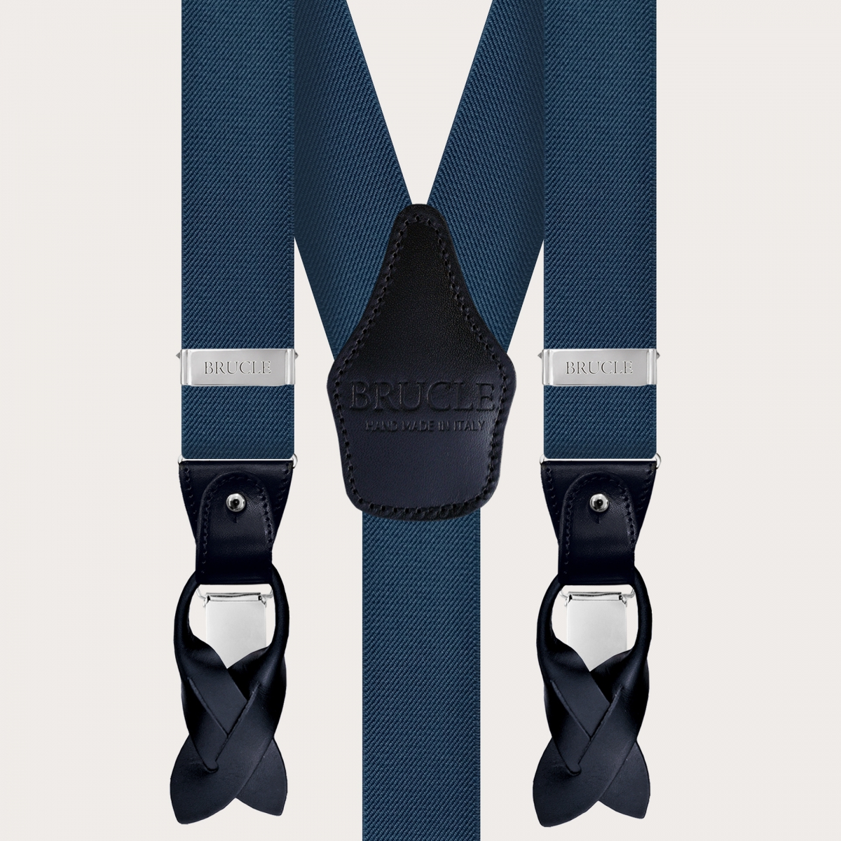 BRUCLE Elegantes Set aus elastischen Hosenträgern, Krawatte und Einstecktuch aus gepunkteter Seide