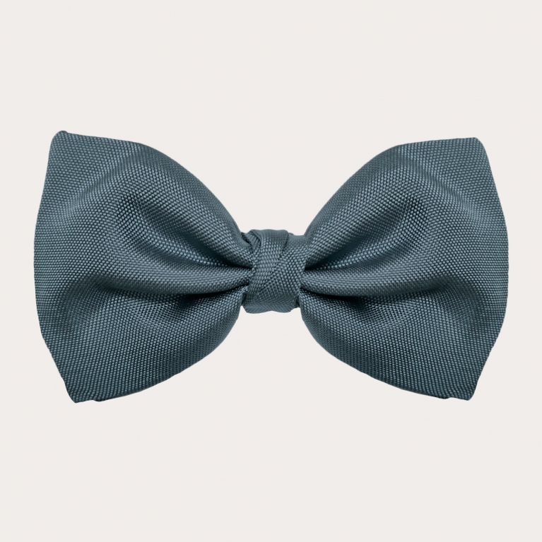 Silk pre-tied bow tie in dusty blue jacquard silk