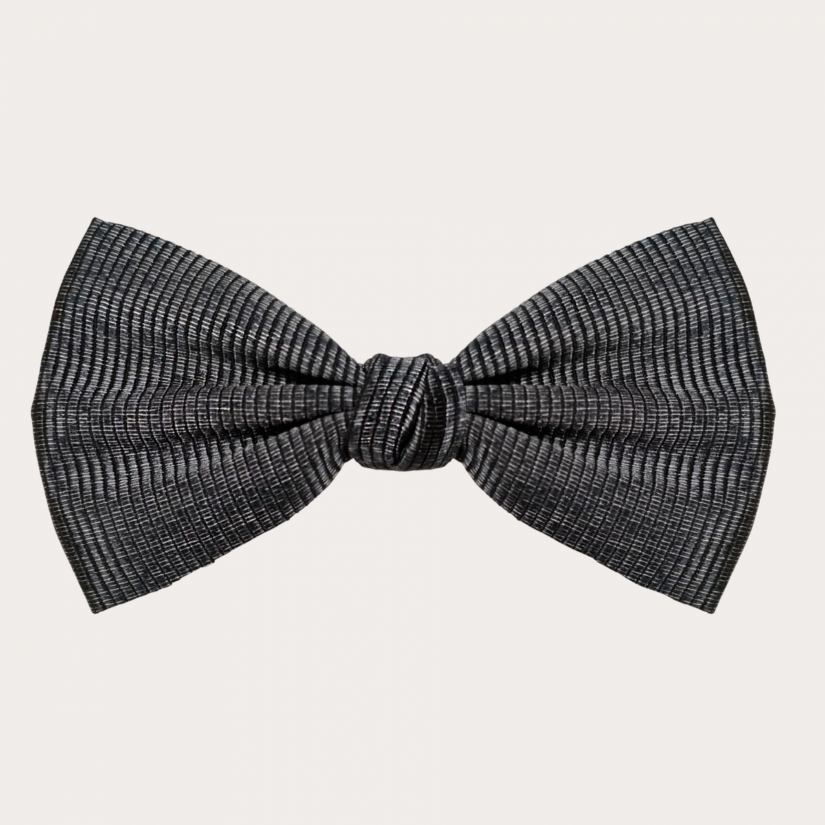 Herrenfliege aus Jacquard-Seide in Schwarz und Silber melange